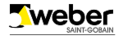 Logo Saint-Gobain Weber in schwarzer Schriftfarbe und gelbem Dreieck
