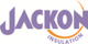 Logo Jackon Insulation in helllila Schrift und orangem Halbkreis
