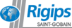 Logo Rigips Saint-Gobain in hellblauer Schriftfarbe