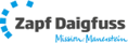 Logo Zapf Daigfuss in dunkelgrauer Schriftfarbe und hellblauen Quadraten