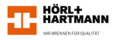 Logo Hörl + Hartmann in schwarzer Schrift und orangem Quadrat